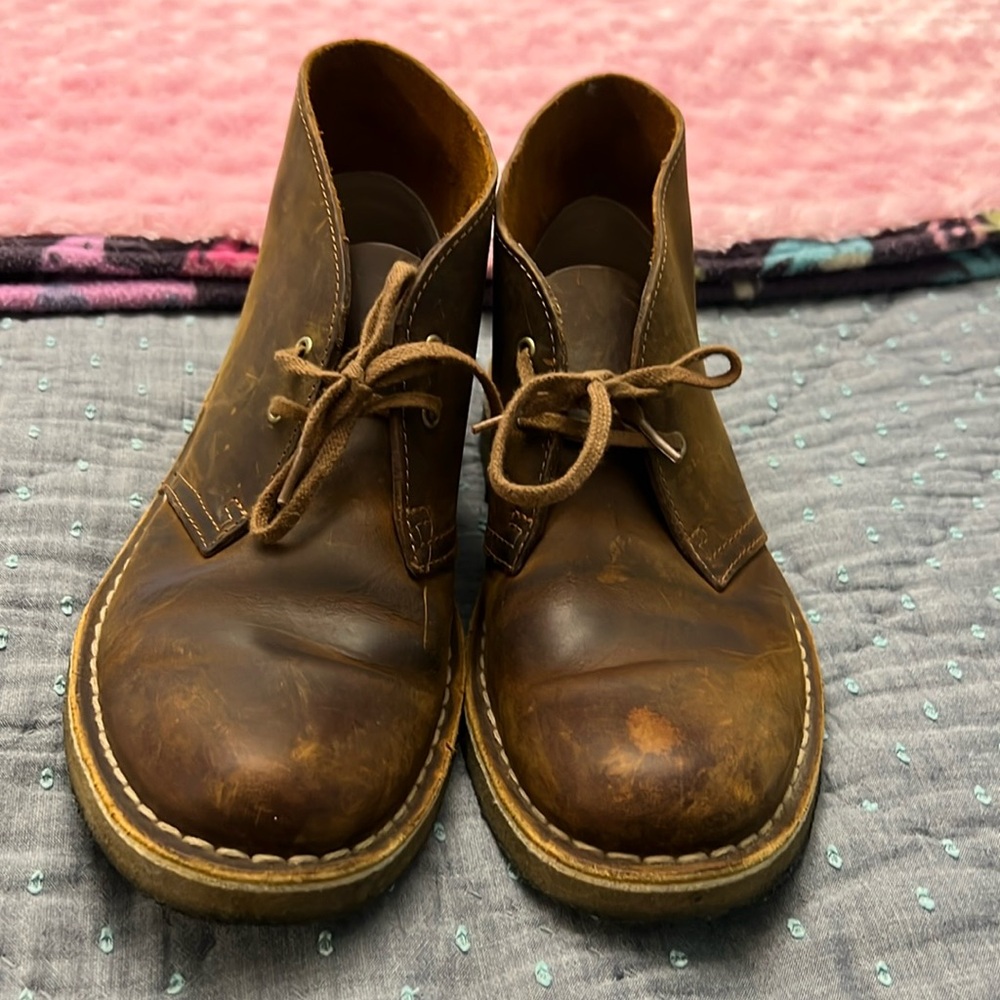 Clark’s Original Desert Chukka Boots Crepe Sole Wax Light Brown sz 9 shoes Tan